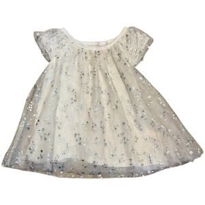 Baby Starters White Silver Layer Mesh Holiday Party Dress 24 Months